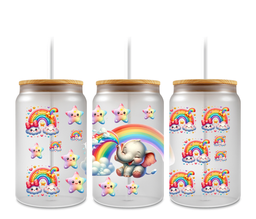 EXCLUSIVE DECAL #22 - BABY ELEPHANT AND RAINBOWS - HOLOGRAPHIC DECAL